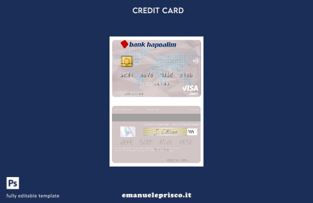 modello di carta di debito visto Israel Bank Hapoalim in stile verificato